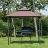 Outsunny 8' Patio BBQ Grill Gazebo Canopy, 2 Tier - Flame Retardant Cover, Large Storage, Stylish Utility for Outdoor Cooking