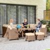 Outsunny Stylish Patio Suite: 6PC Woven PE Rattan Lounge Set with Cushions, Coffee Table | Sophisticated Outdoor Comfort.