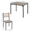 HOMCOM 5-Piece Dining Set Wooden Kitchen Table and Chairs for Small Space Gray