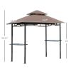 Outsunny 8' Patio BBQ Grill Gazebo Canopy, 2 Tier - Flame Retardant Cover, Large Storage, Stylish Utility for Outdoor Cooking