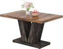 47-Inch Dining Table for 4, Black Kitchen Dinner Table with Heavy Duty Pedestal, Farmhouse Wooden Eating Table