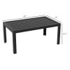 Outsunny Outdoor Coffee Table Black Rectangular Patio Side Table with Steel Frame and Slat Tabletop for Garden, Balcony