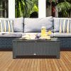 Outsunny Large Rattan Coffee Table, Weather-Resistant Wicker Outdoor Side Table, Black