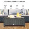 Outsunny Large Rattan Coffee Table, Weather-Resistant Wicker Outdoor Side Table, Black