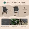Outsunny Patio Bar Set 4 Piece Black for 2 Adjustable Tilt Umbrella Folding Chairs Glass Table
