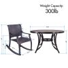 Outdoor Dining Set 5 Piece Patio Furniture, Wicker Rocking Chair Set with 48 inch Round Crafttech Top Aluminum Table