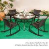 Outdoor Dining Set 5 Piece Patio Furniture, Wicker Rocking Chair Set with 48 inch Round Crafttech Top Aluminum Table