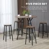 HOMCOM 5-Piece Dining Set Bar Table Chairs Space Saving Black Brown for Pub Kitchen