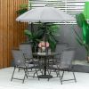 Outsunny Garden Soiree: 6-Piece Gray Patio Dining Set with Umbrella & Glass Table
