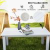 Outsunny Rectangle Outdoor Coffee Table, HDPE All-Weather Outdoor Patio Table with Slatted Tabletop for Yard, Balcony, White