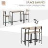 HOMCOM 3 Piece Industrial Bar Table and Chairs Set, Counter Height Dining for 2, Kitchen Table with Stools, Natural