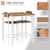 HOMCOM Modern 3 Piece Dining Set, Dining Room Set with Wood Grain Effect, 2 Chairs, and Smooth Surface, Small Dining Table for 2, Brown/White