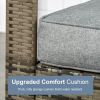 Outsunny 3-Piece Outdoor Furniture Set with Grey Wicker Chairs, Padded Seats & Storage Side Table
