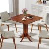 1PC Square Dining Table with Pedestal Base and Rubber Wood Frame