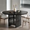 Round Dining Table with Storage, Modern Wood Dinner Table