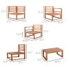 Outsunny 5 Seater L Shaped Patio Furniture Set, Wood Outdoor Sectional Sofa Conversation Set with Coffee Table and Cushions for Garden, Grey