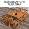 Outsunny 4-Person Patio Dining Set Teak Finish Wooden Outdoor Furniture for Backyard Garden Poolside Deck