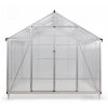 8' x 10' Polycarbonate Outdoor Greenhouse, Aluminum Walk-in Green House w/ 5-Level Adjustable Vents, Gutter and Door