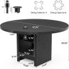 Round Dining Table with Storage, Modern Wood Dinner Table
