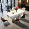 Modern Dining Table for 6 to 8 People, 71" Large Kitchen Dining Table with Wood Pedestal Base, Rectangular Long Dinner Table