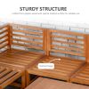 Outsunny 5 Seater L Shaped Patio Furniture Set, Wood Outdoor Sectional Sofa Conversation Set with Coffee Table and Cushions for Garden, Grey