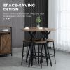 HOMCOM 5-Piece Dining Set Bar Table Chairs Space Saving Black Brown for Pub Kitchen