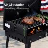 "Camping Charcoal Grill  Thickened Steel Folding BBQ with Tool Storage  Backpack Friendly"