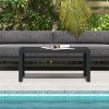 Outsunny Outdoor Coffee Table Black Rectangular Patio Side Table with Steel Frame and Slat Tabletop for Garden, Balcony