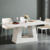 Dining Table for 4 to 6 People, 63" Rectangular Dining Room Table, Modern Wooden Faux Marble Dinner Table with Sturdy Base