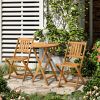 Outsunny 3-Piece Patio Bistro Set, Folding Acacia Wood Bistro, Set Outdoor Square Table Two Chair, Slatted Finish, Teak, Natural