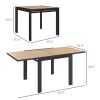 Outsunny 35.5"-71" Expandable Outdoor Dining Table for 4-6 Person, Aluminum Patio Table with Slatted Wood Grain Top, Natural
