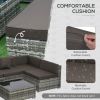 Outsunny 7-Piece Outdoor Wicker Patio Furniture Set PE Rattan Conversation Sofa with Cushions & Tempered Glass Desktop Charcoal