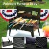 "Camping Charcoal Grill  Thickened Steel Folding BBQ with Tool Storage  Backpack Friendly"