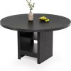 Round Dining Table with Storage, Modern Wood Dinner Table