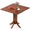 1PC Square Dining Table with Pedestal Base and Rubber Wood Frame