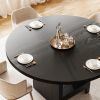 Round Dining Table with Storage, Modern Wood Dinner Table
