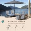 Outsunny 8 Pieces Outdoor Dining Table and Chairs, with Adjustable Table Umbrella, Fast-Drying Fabric, 6 Chairs and Dining Table, Grey