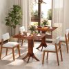 1PC Square Dining Table with Pedestal Base and Rubber Wood Frame