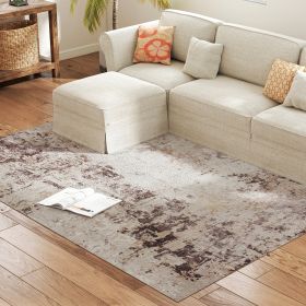 Achine Washable Area Rug 5x7, Non-Slip Modern Abstract Floor Carpet For Living Room, Bedroom, Dining Room, Mixed-Brown (Color: Brown)