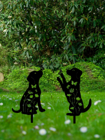 2pcs Metal Dog Garden Decor,Adorable Puppy Silhouette Stakes Decorative Outdoor (Option: Look at the picture)