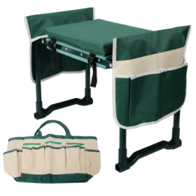 Garden Kneeler And Seat Bench With 2 Free Tool Pouch, Foldable Stool, EVA Foam Pad, With An Extra Soft Wider Cushion, And Large Tool Bag For Gard (Color: Green)