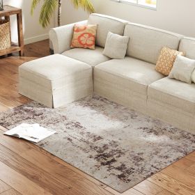 Machine Washable Area Rug 4x6, Non-Slip Modern Abstract Floor Carpet For Living Room, Bedroom, Dining Room, Mixed-Brown (Color: Brown)