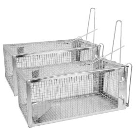 2 Pack Or 1 Pack Rat Trap Cage Humane Live Rodent Trap Cage Galvanized Iron Mice Mouse Control Bait Catch With Detachable U Shaped Rod (Option: 2Pack)