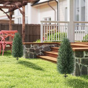 43.3 Inch Set Of 2 Artificial Cypress Topiary Tree, Indoor Outdoor UV Resistant Faux Plants With Ground Stake For Garden (Color: Green)