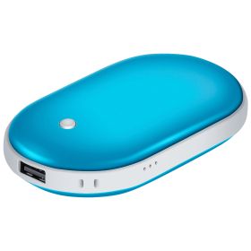 1Pc Portable Hand Warmer 5000mAh Power Bank Rechargeable Pocket Warmer Double-Sided Heating Handwarmer (Option: Blue)