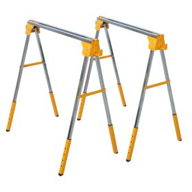 2PACK Adjustable Height Sawhorse,Folding Portable Saw Horses ,Heavy Duty Steel Sawhorse For Garage, Workshop, Fully Assembled (Color: Yellow)