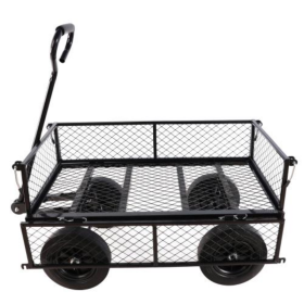 Solid Wheel Tool Trolley Garden Wood Cart (Option: Black Wagon cart Solid wheels)