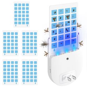1Set Plug In Indoor Flying Insect Trap 5 Glue Boards UV Light Mosquito Killer With Night Light Dimmable Brightness Fly Odorless Safe Bug Zapper F (Option: Trap)