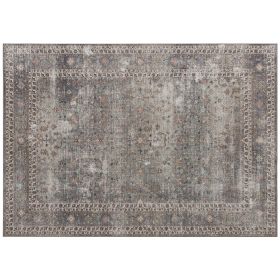 Machine Washable Area Rug 8x10, Non-Slip Traditional Floor Cover Foldable Carpet For Living Room, Dark Mixed-Brown (Color: Brown)