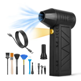 Compressed Air Duster With LED Light Up To 150000RPM Speed For PC (Color: Black)